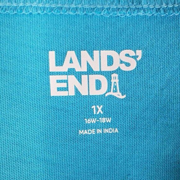 Lands End Shift Dress Women's Plus Size 1X Blue Teal Sleeveless Embroidered - Picture 6 of 9